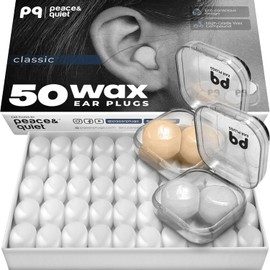 Peace&Quiet | PQ Tapones de silicona PQ para dormir - 50 tapones de cera para dormir y nadar, suaves y para el agua, con reducción de ruido (50 almohadillas)