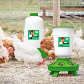 IDYFODOL Chicken Feeder & Waterer Set with Poultry Rings, Pet Accessories (3, Green, Medium)