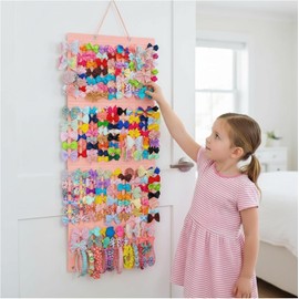 Porta Moños Para Niñas, Organizador De Lazos Para El Pelo, Organizador De Moños Para Niñas De Lazo Para El Pelo, Lazos y Diademas, Para Clóset, Puerta,Pared,104 * 38cm