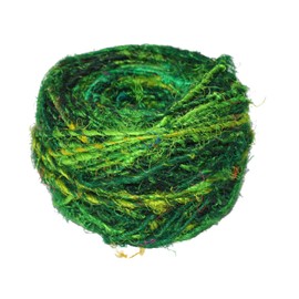 KNITSILK Premium Recycled Sari Silk Yarn - Green - 1 Ball, 90 Yards - Knit, Crochet, jewelery - Ethical Yarn
