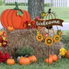K KILIPES Solar Metal Pumpkin Garden Stake, Fall Welcome Yard