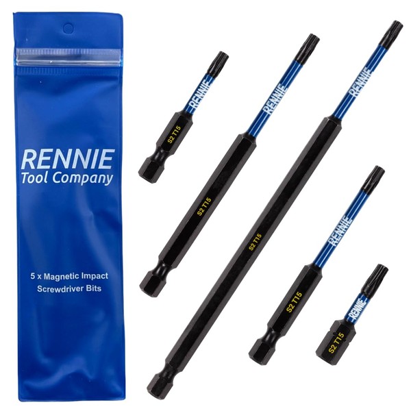 5 x Rennie Tools T15 TX15 Impact Screwdriver Driver Bits