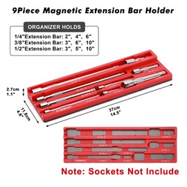 CASOMAN 9Piece Magnetic Extension Bar Holder, Durable ABS & Powerful Magnets Design, Hold Up to 9 Extension Bars