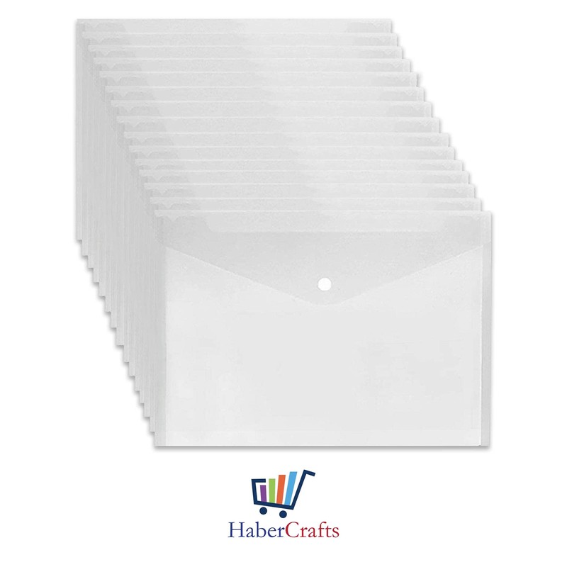 A5 Plastic Wallets Clear Popper Wallet Envelope Folders Transparent School