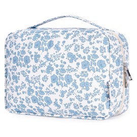 Narwey Hanging Travel Toiletry Bag Cosmetic Make up Organizer for Women Waterproof (Little Blue Flower)