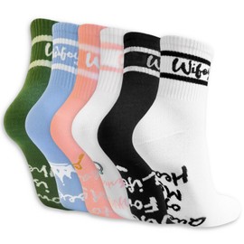 ONECOS 6 Pairs Wifey Socks, Bride Socks Novelty Socks for Wedding Shower Party Favors, Hubby and Wifey Gifts for Couples (US, Alpha, One Size, Regular, Regular, Classic)