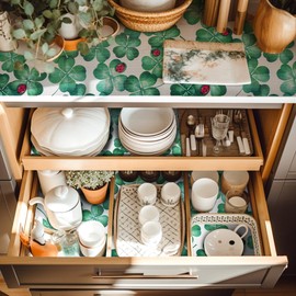 Shelf Liner for Kitchen Cabinets Non Adhesive 12IN x 240IN Kitchen Drawer Liner, Waterproof Cupboard Liner Anti-Slip for Kitchen Cabinets Shelf Liner Easy to Trim Easy Liner Shelf Liner