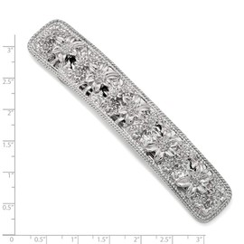 Solid Silver-Tone Flower Hair Barrette 3.63" (Width = 19mm)