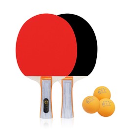 Ping Pong Paddles Set, Portable Table Tennis Bats and Balls, Table Tennis Racket Set with 2 Paddle, 3 Table Tennis Balls for Beginners Indoor Outdoor