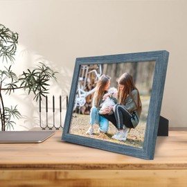 Frametory, 8.5x11 Picture Frame with Glass, Tabletop & Wall Horizontal or Vertical Display, 8 1/2 x 11 Photo Frame for Diploma, Documents (Blue, 8-Pack)