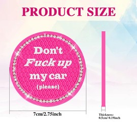 Kutyun 2PCS Bling Car Cup Coaster, 2.75 Inch Anti-Slip Cup Holder Insert Coasters, Universal Crystal Rhinestone Auto Drink Car Cup Mat, Interior Car Accessories for Women Girls (Rose red, 2PCS)