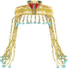 HPMAISON Women's Egyptian Headpiece Egyptian Costume for Women Accessories Beaded Headdress Cleopatra Hat Cleopatra's Headdress Cosplay Jewelry Carnival Party Crown Gold Color