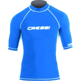 Cressi Men's Lycra Skin Short Sleeve Rash Guard UV Sun Protection (UPF) 50+, Blue, XS/1 (32/34)