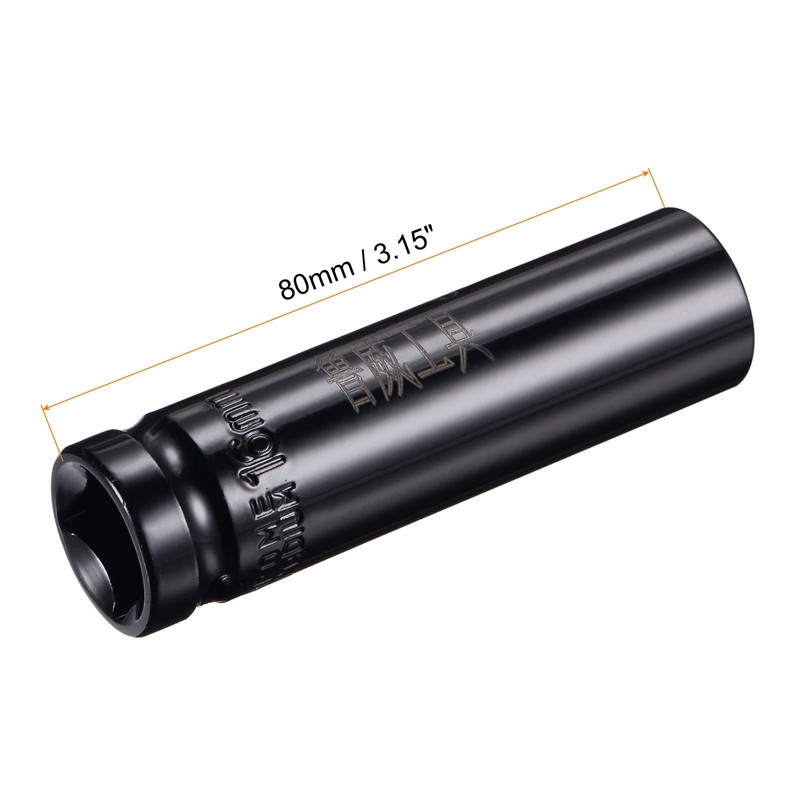 sourcing map 1/2" Drive by 16mm Deep Impact Socket, Heat-Treated