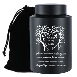 Stainless Black Large Urn for Human Ashes - Adult Keepsake Memorial Ashes Container Up to 220Ibs