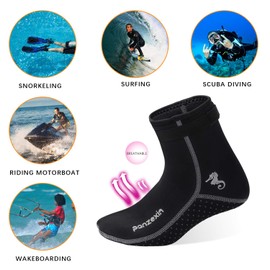 3mm Neoprene Diving Socks(Size 4-12), Panzexin Wetsuit Socks Sand-Proof Scuba Snorkeling Fins Socks for Open Water Swimming, Kayaking, Paddle Boarding and More Beach Water Sports (Seahorse, Large)