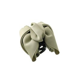 VINGTAINE H7802-GN Hair Claw Grosgrain Center Ribbon Hair Clip, Stylish, Adult, Cute, Cute, Gift