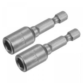 TA-VIGOR 2Pcs 7mm Magnetic Nut Setter Driver Drill Bit Set, 1/4 inch Hex Shank Quick Change, 48mm Length Metric Nut Driver Set for Woodworking, Machine Maintenance, Auto Repairing, Furnitures