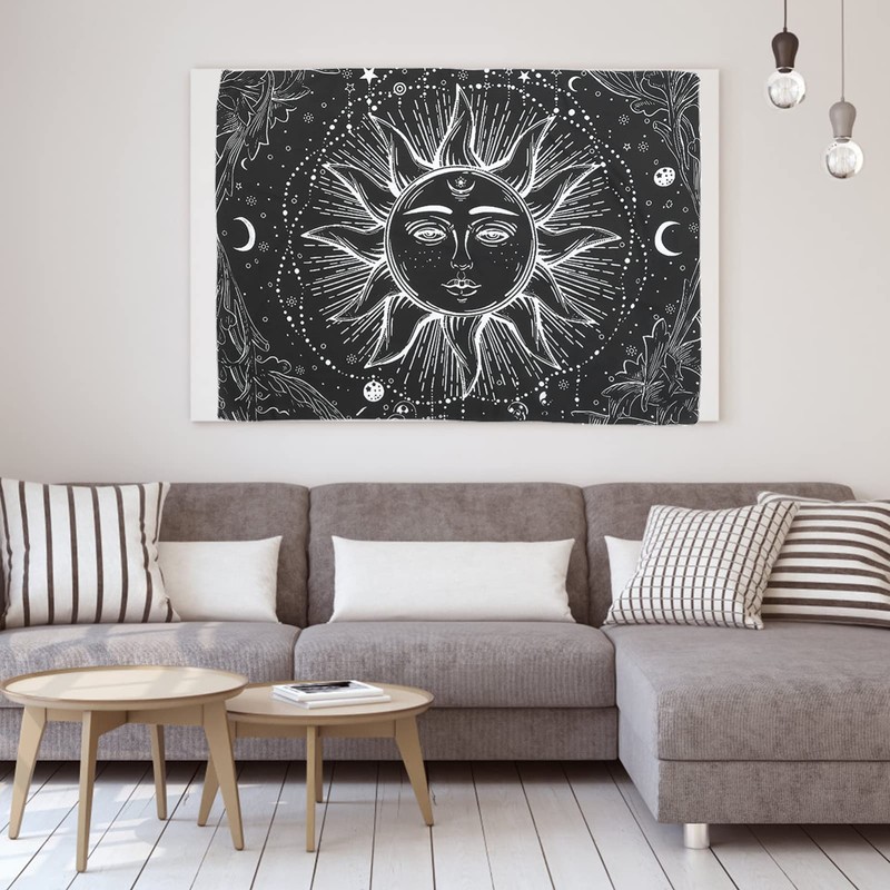 FUNOMOCYA Black White Sun Tapestry Home Decoration Decor Boho Wall