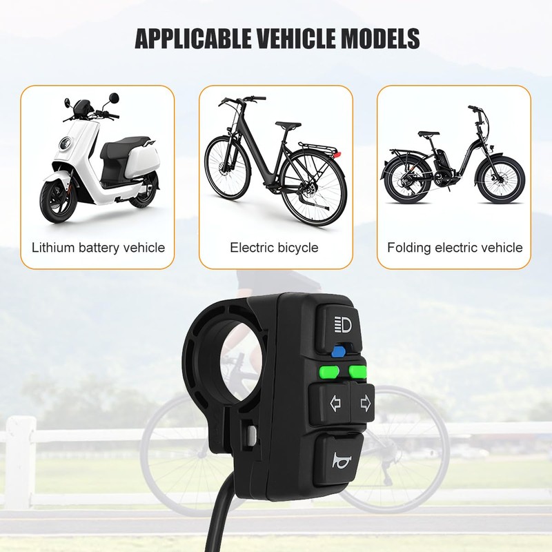 Norkmdi Motorcycle Head Light Turn Switch, 7/8" Ebike Horn Turn