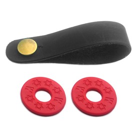 Acoustic Guitar Headstock Adapter Strap Tie+2 Rubber Strap Blocks for Acoustic Guitars Ukulele Basses Guitalele Banjo Classical Guitars Mandolins Folk Instruments Microfiber Leather (Black/Red)