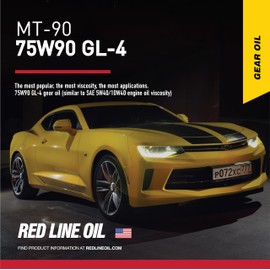 Red Line 50304 MT-90 75W-90 GL-4 Manual Transmission and Transaxle Lubricant (MTL) - 1 Quart (4 Pack)
