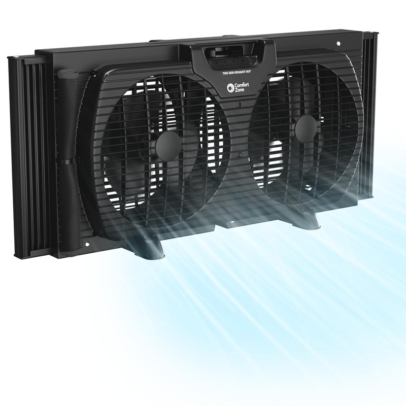Comfort Zone Window Fan for Bedroom, 9 inch 3 Speed