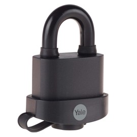 YALE Y220B/51/118/3-3 Pack of Black Weatherproof Padlocks with Protective Cover (51mm) - Outdoor Hardened Steel Shackle Locks for Shed, Gate, Chain - Keyed Alike - HIGH Security - Multipack
