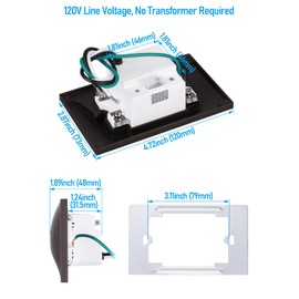 LEONLITE 5CCT 120V LED Step Lights, 150LM 5%-100% Dimmable Stair Lights Indoor Outdoor IP65 Waterproof, Aluminum Anti-Glare Shell, CRI90 ETL 2700K/3000K/3500K/4000K/5000K, Oil Rubbed Bronze, Pack of 6