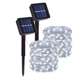 Clearhill Fairy Lights,2Pack 20M/65.6FT 200Led Solar Garden Lights,String Lights with 8 Modes,Solar Fairy Lights Waterproof, Copper Wire Lights for Patio Yard Trees Christmas Wedding Party