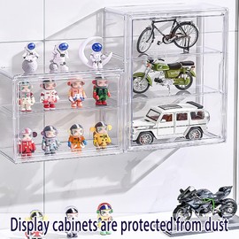 3 Tiers Clear Display Case Stand Box,for Doll Proof Suitable Collectibles Action Figures Minifigure,Acrylic Storage Organizers Box with Magnetic Door
