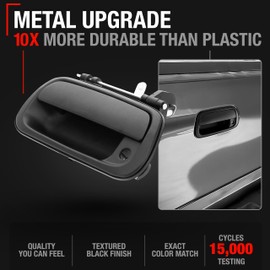 Tailgate Handle Latch Upgraded Metal, Compatible with 2000-2006 Toyota Tundra - Exterior Tailgate Assembly, Textured Black, w/Keyhole - OEM 69090-0C010-Metal, 80866, TO1915110