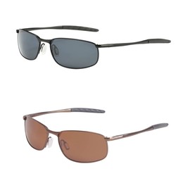 ZHILE Polarized Sunglasses for Men, 8-base Curve Wrap Metal Frame for Fishing Sporting Driving (2 PACK (Black & Brown, 57)