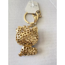 Golden 3D Cute Kitty Cat Keychain Bling Rhinestone Purse Charm Valentine Gift