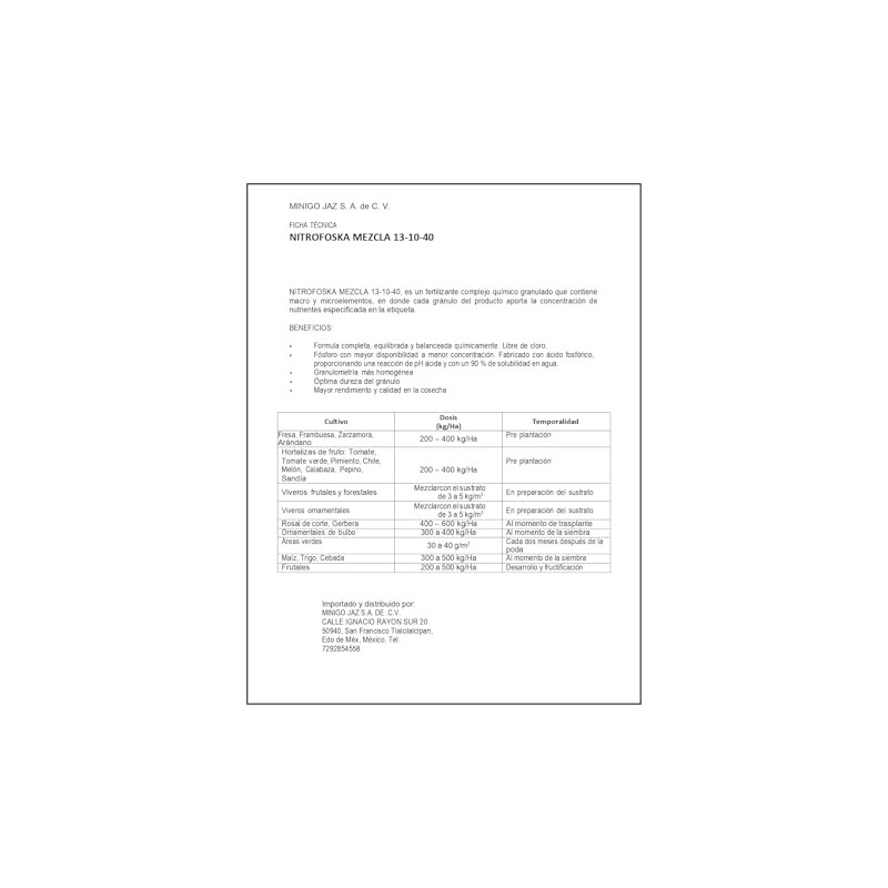 Nitro para generar mas raiz y floracion (5 Kilos)