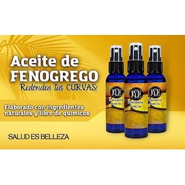 JYE Aceite de Fenogreco Natural Redondea tus curvas! Presentación 3 botellas de 60 ml cada una. Altamente hidratante, absorción inmediata. Reafirmante, masajes para aumento