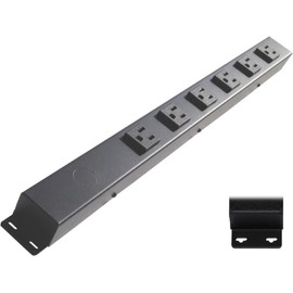 20” Hardwired Power Strip (NO Power Cord), 6 Vertical Outlets (NOT Tamper Resistant), with Ears (with mounting tabs on Both Ends), 15A (NOT a 20 Amp Unit), Black