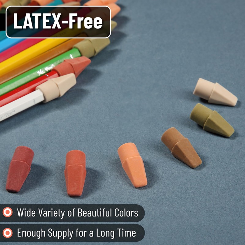 Mr. Pen- Pencil Erasers Toppers, 120 Pack, Colorful, Latex Free,