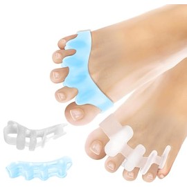 4 Stück Zehenspreizer Silikon, Ballenzeh-Spreizer Waschbare, Hallux Valgus korrekte für Hammerzehen, Ballenzeh-Korrektor Wiederholbare, Geeignet für Männer und Frauen,Blau und Weiß
