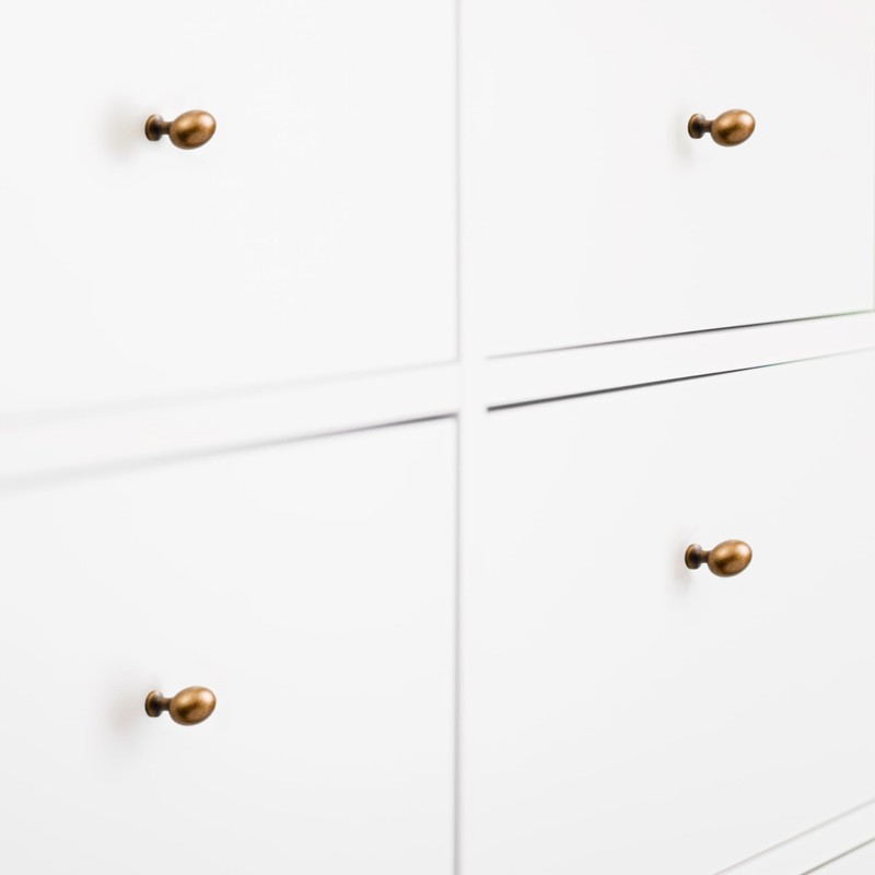 Cabinet Knobs Vintage, 6-Pack Solid Oval Egg-Shaped Drawer Knobs, Antique