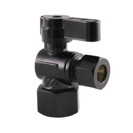 Kingston Brass KF4310MB 1/2" FIP x 3/8" OD Comp Angle Stop Valve, Matte Black