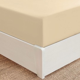 Mellanni Extra Deep Pocket King Fitted Sheet - Iconic Collection Bedding Sheets - Soft & Cooling Sheets with up to 21 inch Deep Pocket -Fade & Stain Resistant - 1 PC (King, Sand)