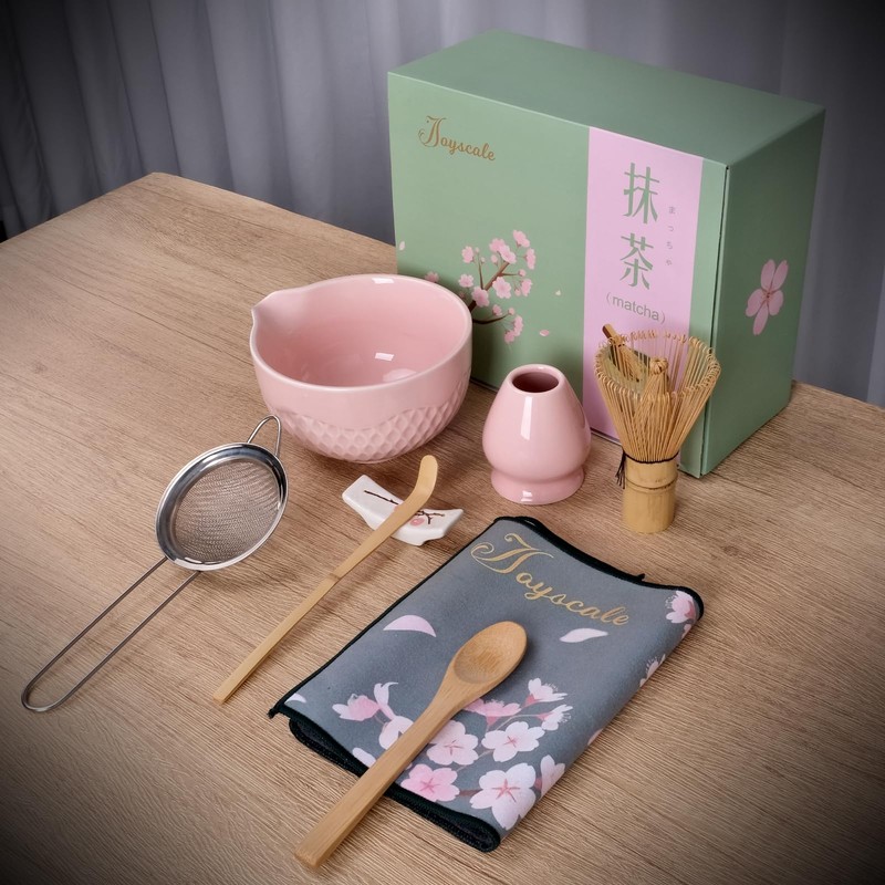 Joyscale Matcha Whisk Set, Ceramic Matcha Bowl with Spout 8