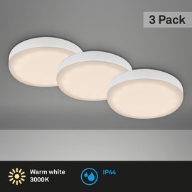 BRILONER Leuchten 7061-036 Set of 3 LED Recessed Bathroom Spotlights, Frameless, LED Recessed Spotlights, IP44, Warm White Colour Temperature, 3 W, 350 lm, 75 mm, White