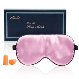 Viedouce Sleep Mask Silk Eye Mask Gift Box, 100% Skin-Friendly Silk Sleep Mask Women and Men, Comfortable Sleeping Mask, Ideal for Sleep at Home and Travel (Pink)