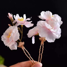 seimeinoki Cherry Blossom Hair Ornament, Set of 2, Head Accessories, Hair Accessories, Cherry Blossoms, Artificial Flowers, U-Pin, Hairpin, Hairpin, Comb, Flower, Stylish, Yukata, Kimono Hair Ornament, Princess, Coming-of-age Ceremonies, Graduation Cerem