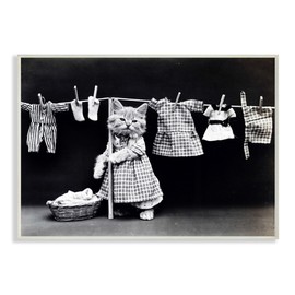 Stupell Industries Kitten Does The Laundry Wall Plaque Art, Proudly Made in USA, 10 x 15