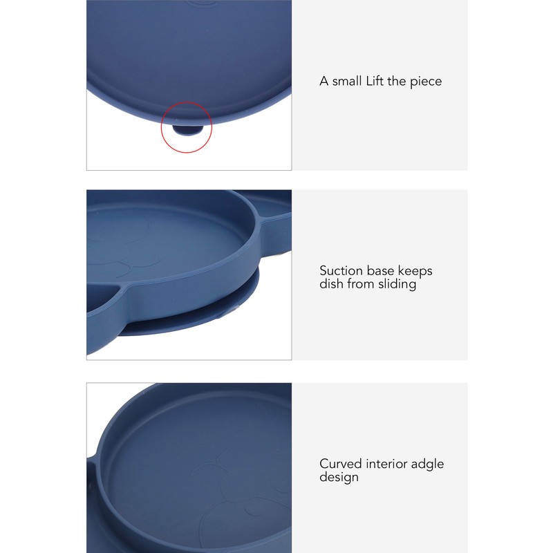 Kids Divided Plates Safe Silicone Foldable Prevent Slipping Toddler Suction