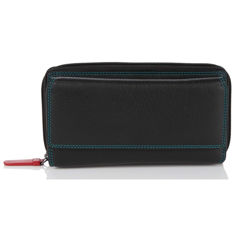 VISCONTI Leather Women's Purse Rainbow Multicoloured XL Purse (RB78), Black