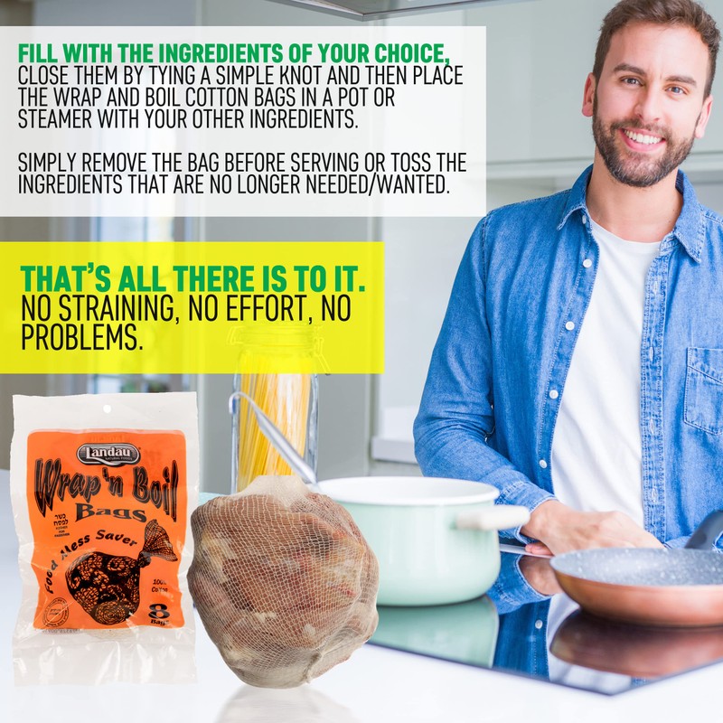 Landau Wrap 'N Boil Cotton Soup Bags - Cloth Bags